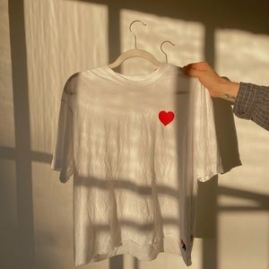 Aviator Nation//Heart Embroidery Boyfriend Tee//White//XL
